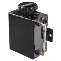 Proflow Radiator Overflow Tank Fabricated Aluminium, 1.4L, 150mm (H) x 120mm (L) x  80mm (W), Square w/Level Indicator, Black