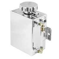 Proflow Radiator Overflow Tank Fabricated Aluminium, 1.4L, 150mm (H) x 120mm (L) x  80mm (W), Square w/Level Indicator, Polished