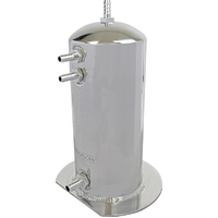 Proflow Fuel Surge Tank Aluminium, 254mm x 108mm Round 2.5L, Barb & AN Fitting Kit, Show Polished