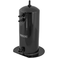 Proflow Fuel Surge Tank Aluminium, 254mm x 108mm Round, 2.5L, Barb & AN Fitting Kit, Black Anodised