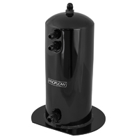 Proflow Fuel Surge Tank Aluminium, 254mm x 108mm Round, 2.5L, AN Fitting Kit, Black Anodised