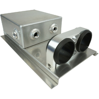 Proflow Fuel Surge Tank Fabricated Aluminium, Square Slim, 044 Pump Mounts, 80mm x, 200mm x 180mm, 2.5L, AN Fitting Kit, Polished