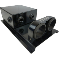 Proflow Fuel Surge Tank, Fabricated Aluminium, Square, 044 Pump Mounts, 80mm x 200mm x 180mm, 2.5L, Black Anodised