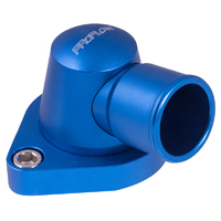 Proflow Water Neck, Billet Aluminium Swivel, Blue Anodised, 90 Degree, SB & BB Chev