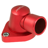 Proflow Water Neck, Billet Aluminium Swivel, Red Anodised, 90 Degree, SB & BB Chev