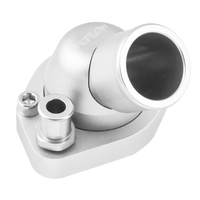 Proflow Water Neck, Billet Aluminium Swivel Silver Anodised, 45 Degree, SB For Ford 289-351W