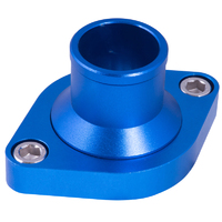 Proflow Water Neck, Billet Aluminium, Blue Anodised, Straight Up SB & BB Chev