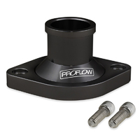 Proflow Water Neck, For Chrysler SB & BB, Straight, Billet Aluminium, Black Anodised