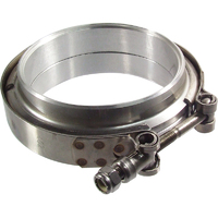 Proflow V Band Exhaust Clamp, Interlocking, Stainless Steel, Natural, 4.0 in. O.D. Pipe, Kit