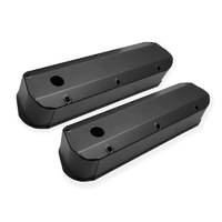Proflow Valve Covers, Tall, Fabricated Aluminum, Black Powder Coated, For Ford, Small Block 289, 302, 351W, No Breather Hole Pair