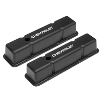 Proflow Valve Covers, Tall Aluminium, Black, For Chevrolet Logo, SB For Chevrolet, Pair