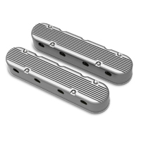Proflow Valve Covers, LS For Chevrolet For Holden, Two-Piece, Cast Aluminium, Satin Natrual, 4.3 in. Tall, Baffle