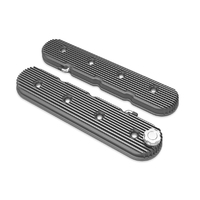 Proflow Valve Covers Tall Cast Aluminium LS Chev For Holden Commodore Engines Vintage Series Finned, Satin, Black Machine Finns